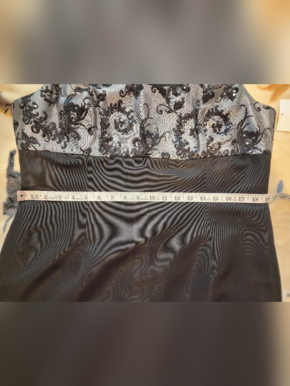 R&M Richards Black and Silver Sleeveless Midi Dress With A Touch Of Sparkle. 16 - Picture 10 of 11